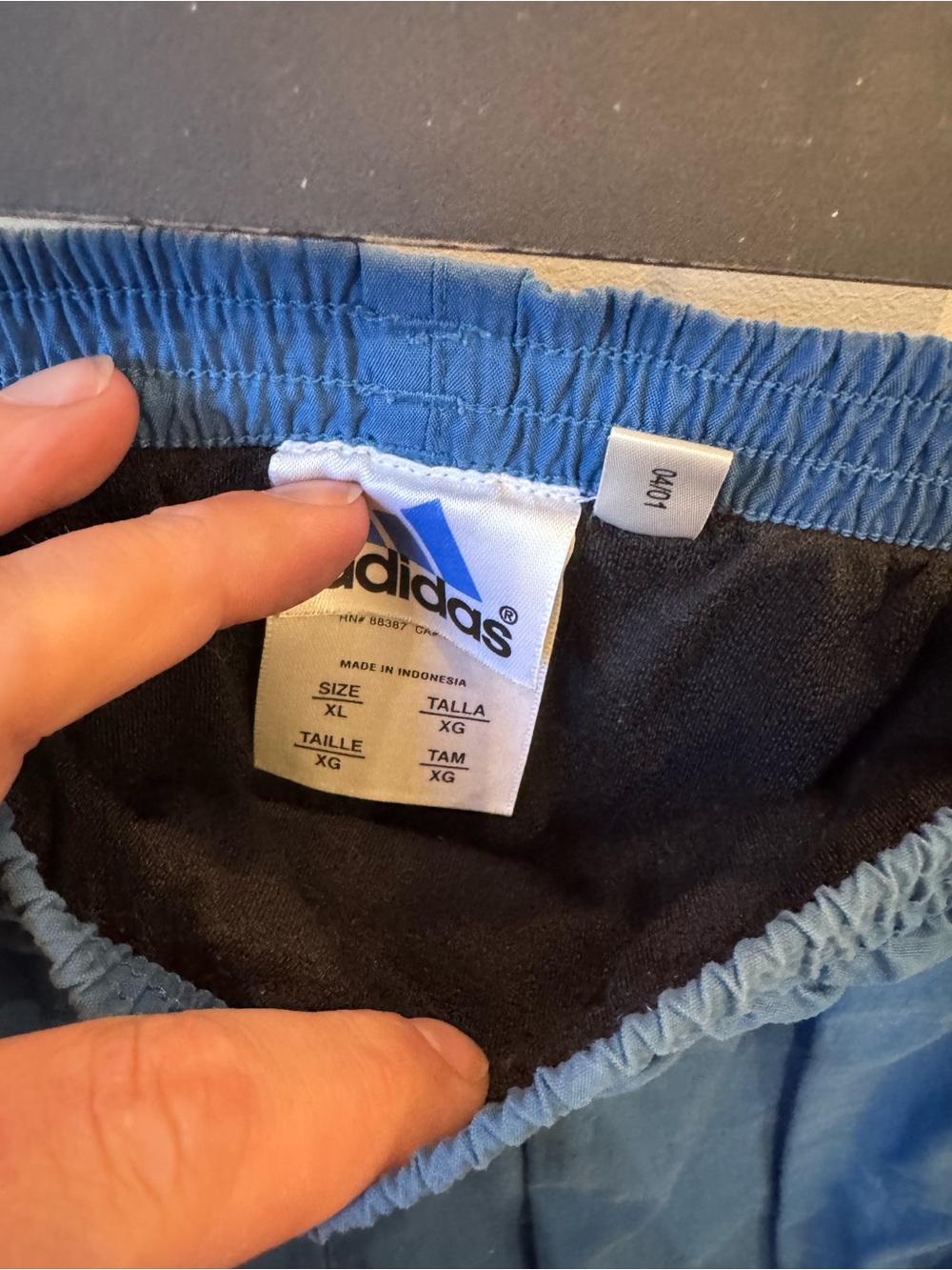 adidas Men’s Light Blue Elastic Waist Shorts
